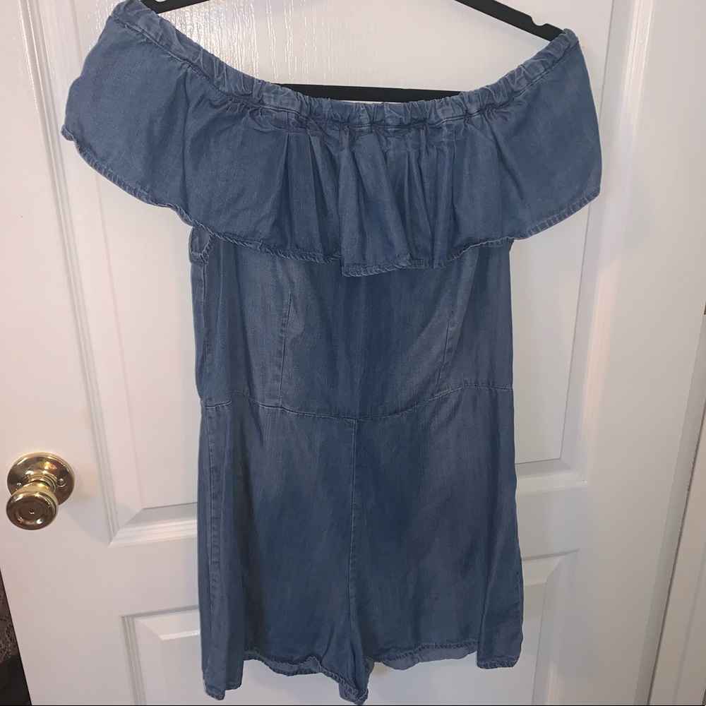 Altar’d State Jean style romper off the shoulder